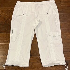 NEW Style & Co. White Cargo Mid Rise Bungee Capris Size 16 PETITE